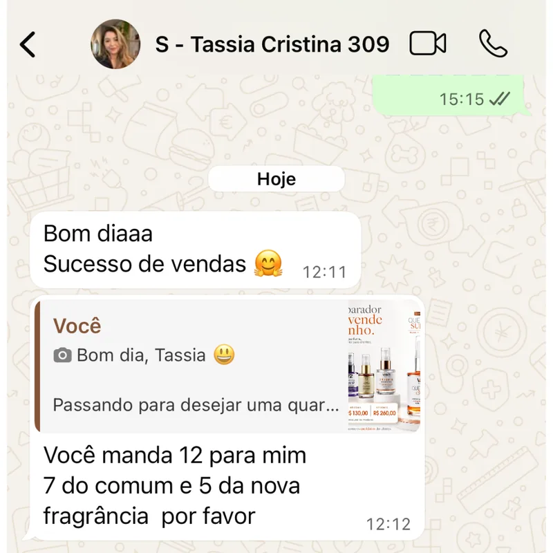 Depoimento de cabeleireira sobre o Reparador de Pontas Queridinho Vanti no WhatsApp