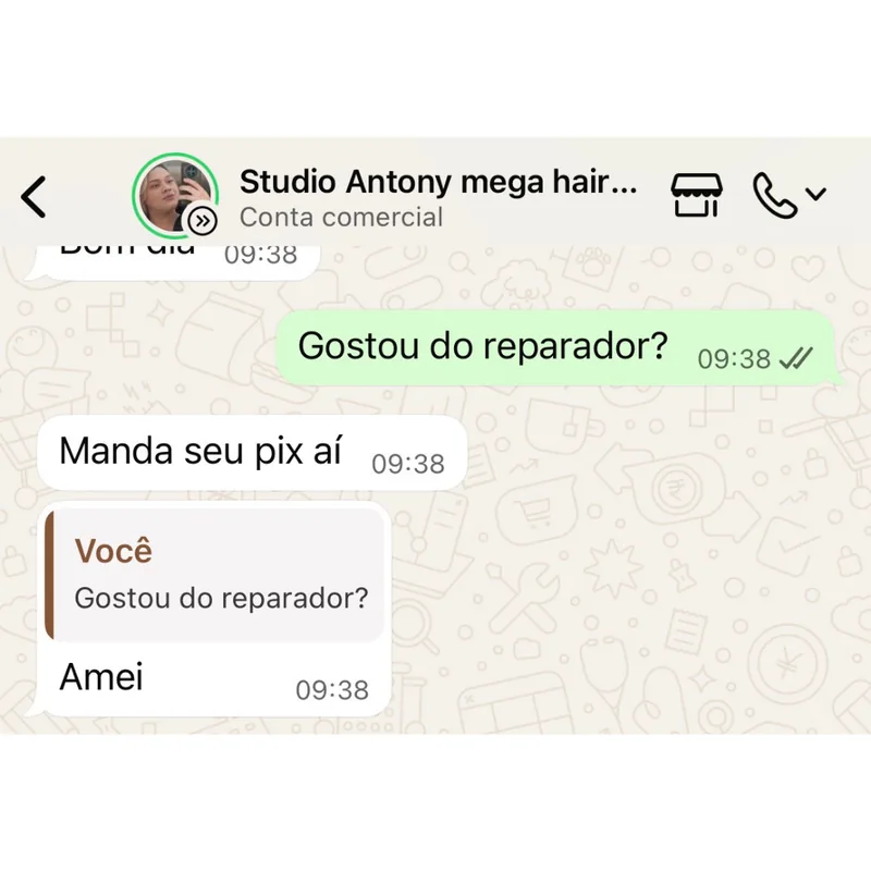 Depoimento de cabeleireira sobre o Reparador de Pontas Queridinho Vanti no WhatsApp