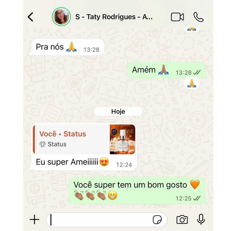 Depoimento de cabeleireira sobre o Reparador de Pontas Queridinho Vanti no WhatsApp